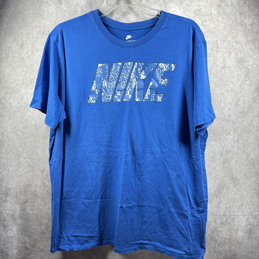Nike Shirt Mens XL Blue‎ Athletic Cut Tee Dri-Fit Logo Graphic Short Sleeve Top